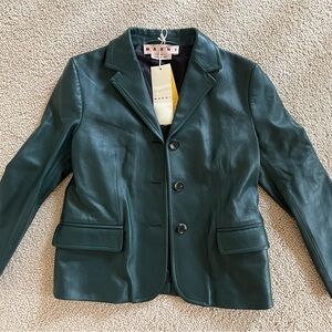 Marni Leather Jacket Spherical Green